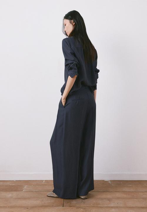 MANGO - Trousers beli- navy