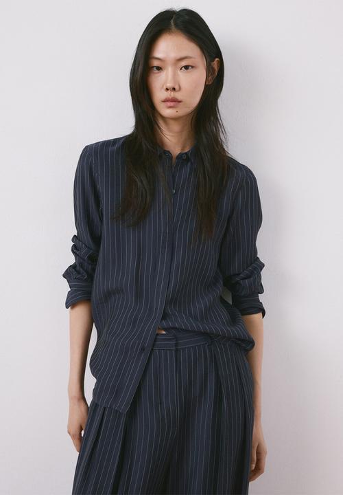 MANGO - Trousers beli- navy