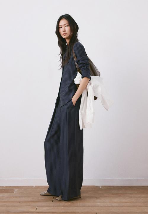 MANGO - Trousers beli- navy