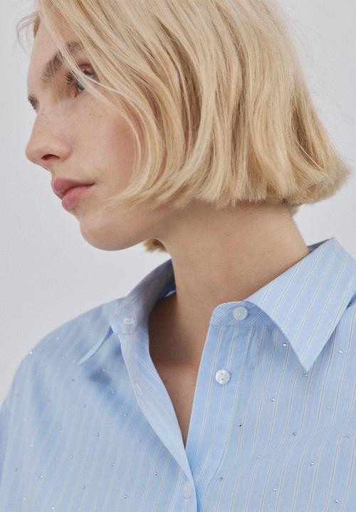 MANGO - Shirt shinny - light/pastel blue