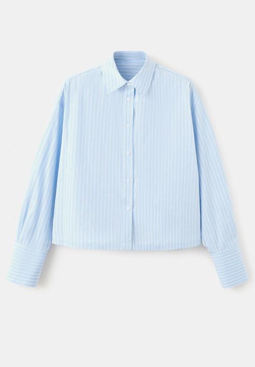 MANGO - Shirt shinny - light/pastel blue