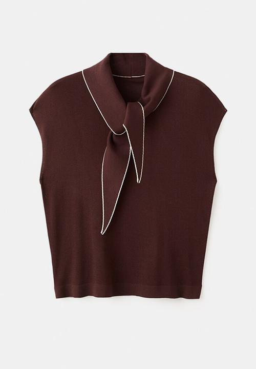 MANGO - Knitwear Top Bert- dark brown