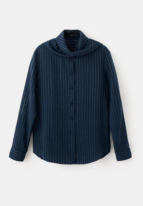 MANGO - Blouse corbat- navy