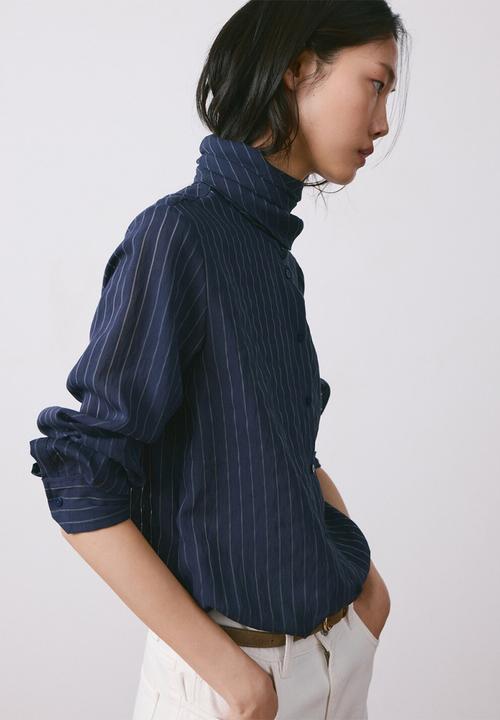 MANGO - Blouse corbat- navy