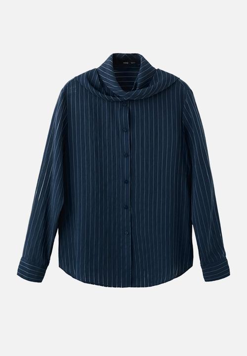 MANGO - Blouse corbat- navy
