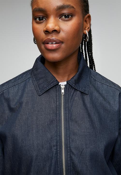 Trendyol - Bomber 100% Cotton Denim Jacket - Dark Blue