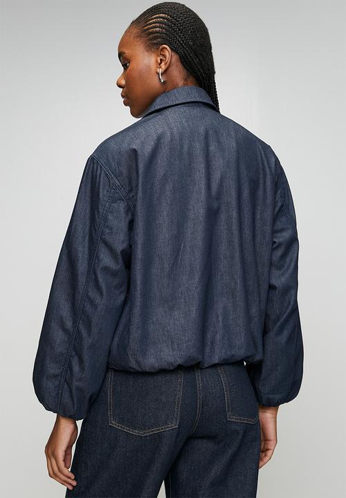 Trendyol - Bomber 100% Cotton Denim Jacket - Dark Blue