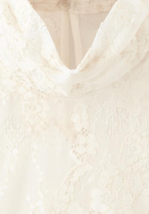 MANGO - Blouse caro- light beige