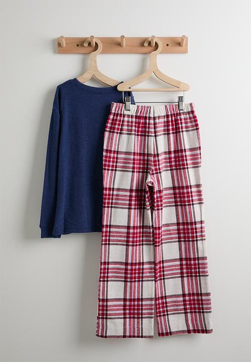 Cotton On - Cuddlecosy Long Sleeve And Sleepover Pyjama Pant - In The Navy Marle/In The Navy Check