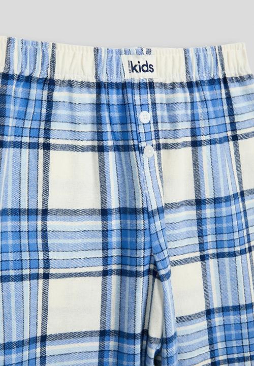 Cotton On - Cuddlecosy Long Sleeve And Sleepover Pyjama Pant - Dawn Blue Marle/Blue Bonnet Check