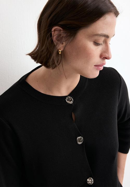 MANGO - Cardigan goldbota- black