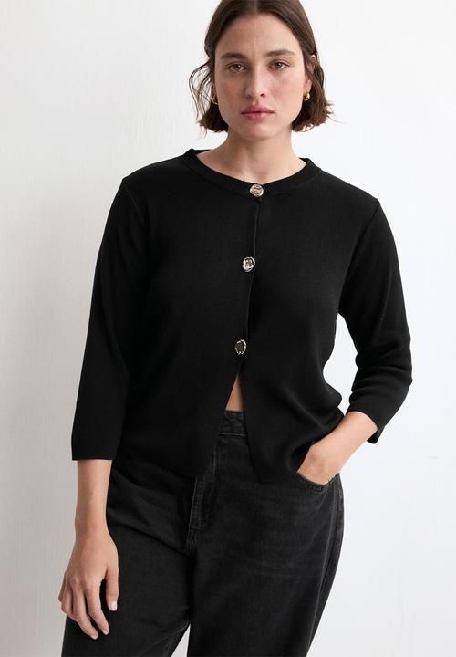 MANGO - Cardigan goldbota- black