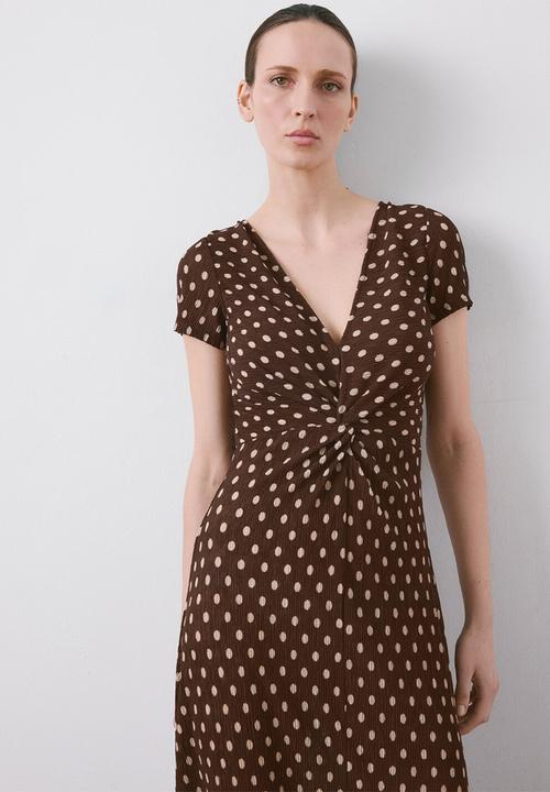 MANGO - Dress pomi  -  brown