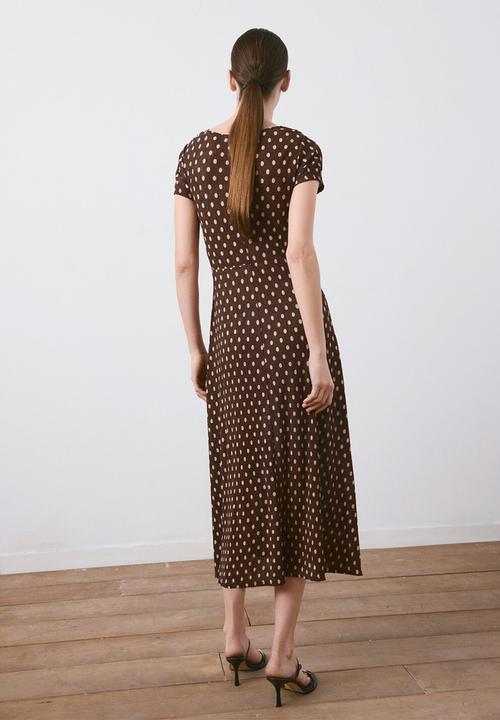 MANGO - Dress pomi  -  brown