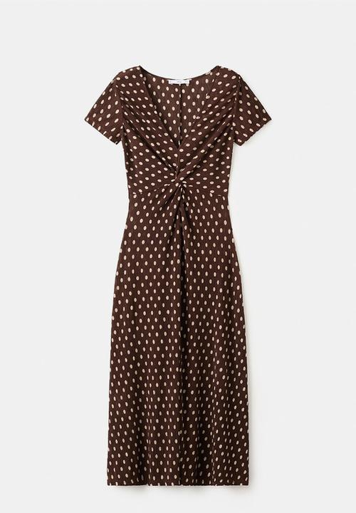 MANGO - Dress pomi  -  brown