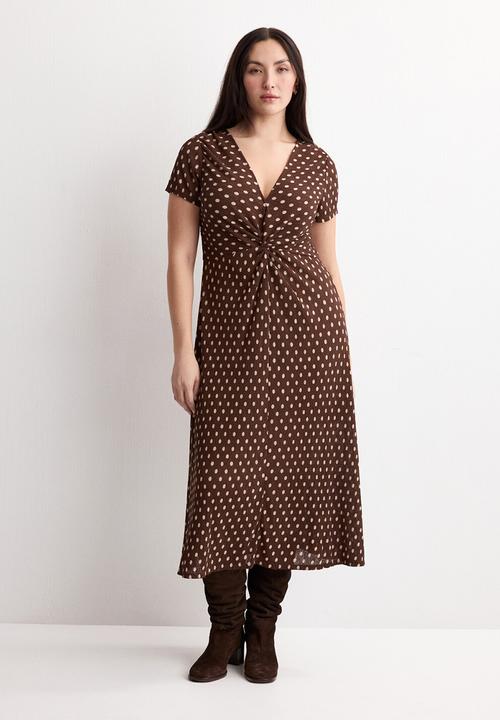 MANGO - Dress pomi  -  brown