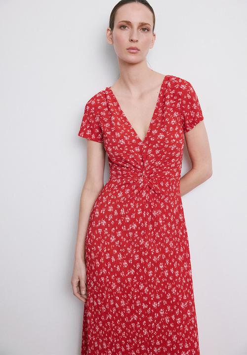 MANGO - Dress pomi  -  red