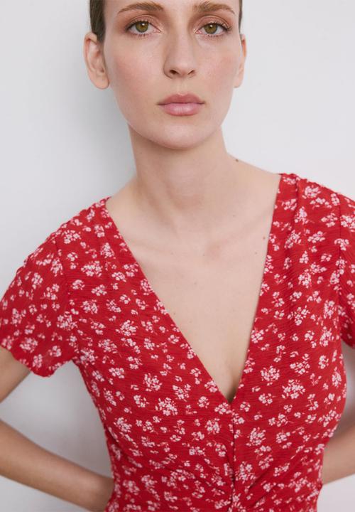 MANGO - Dress pomi  -  red