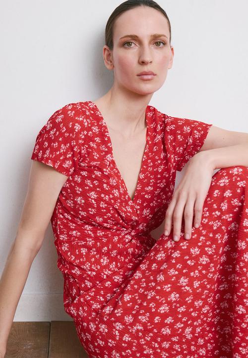 MANGO - Dress pomi  -  red