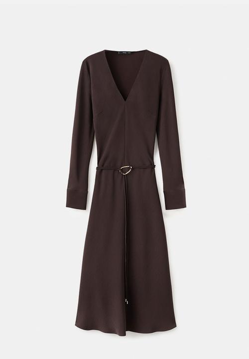 MANGO - Dress marine - brown