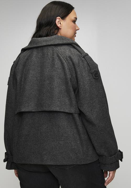 Trendyol - Regular Plus Size Coat - Dark Grey