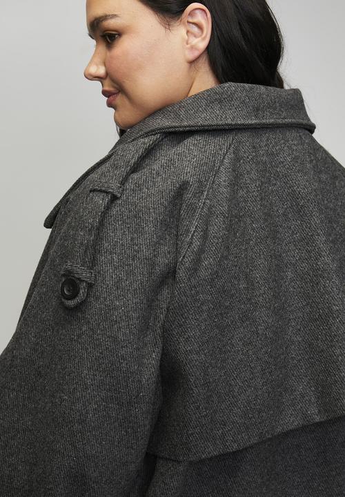Trendyol - Regular Plus Size Coat - Dark Grey