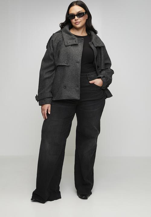 Trendyol - Regular Plus Size Coat - Dark Grey