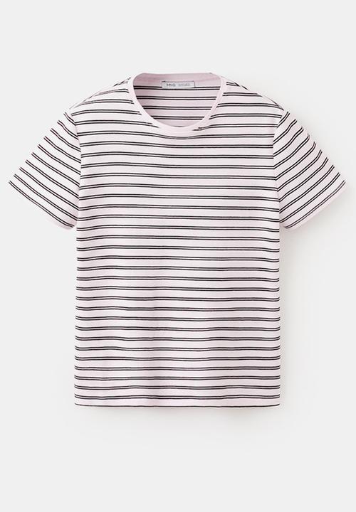 MANGO - T-shirt riti - light pastel pink