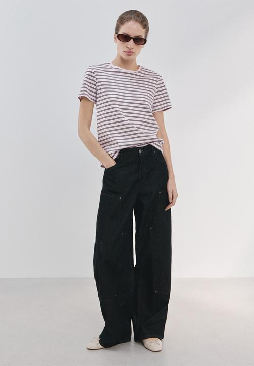 MANGO - T-shirt riti - light pastel pink