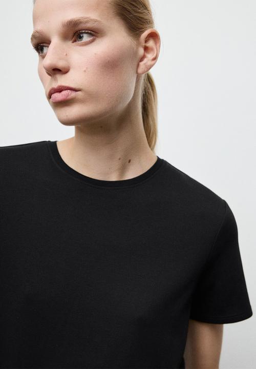 MANGO - T-shirt riti - black
