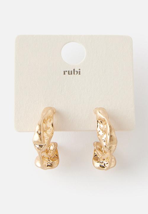 Rubi - Mid hoop earring - up gold trinket stone hoop