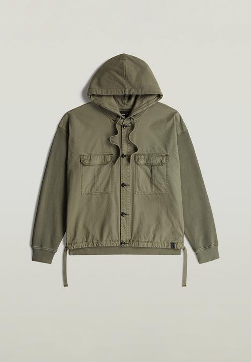 G-STAR - Woven Mix Loose Hooded Sw Overshirt - Shadow Olive Gd