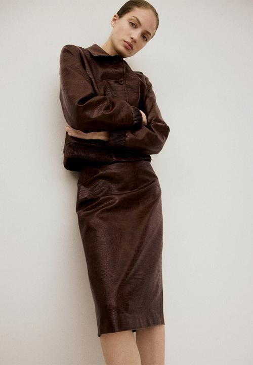 MANGO - Skirt dundee - brown