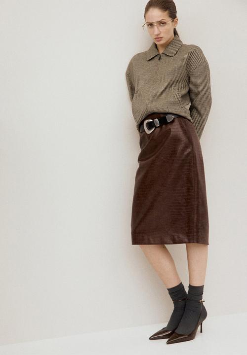 MANGO - Skirt dundee - brown