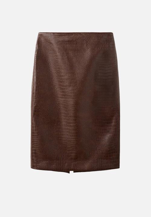 MANGO - Skirt dundee - brown