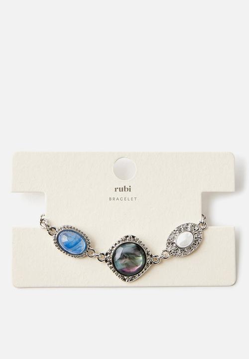 Rubi - Single multi stone charm bracelet - silver