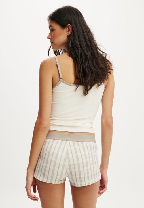Cotton On - Dreamy soft boyshort - oatmilk/neutral heather check