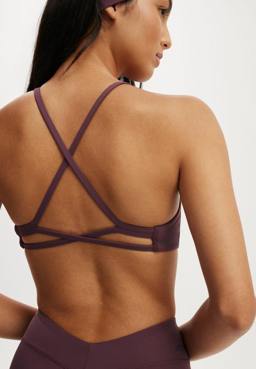 Cotton On - Ultra Luxe Strappy Cross Back Crop - Choc Plum