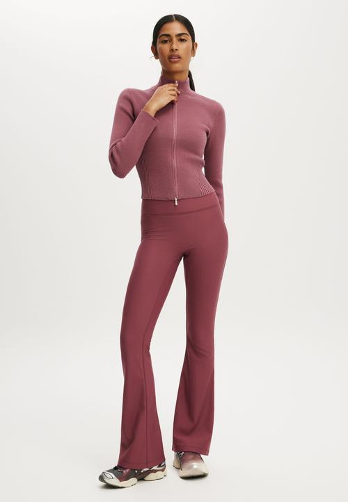 Contour Knit Zip Through - Dusty Rose