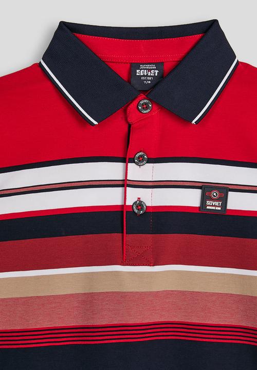 SOVIET - Boys Y/Dye Stripe Golfer - Red