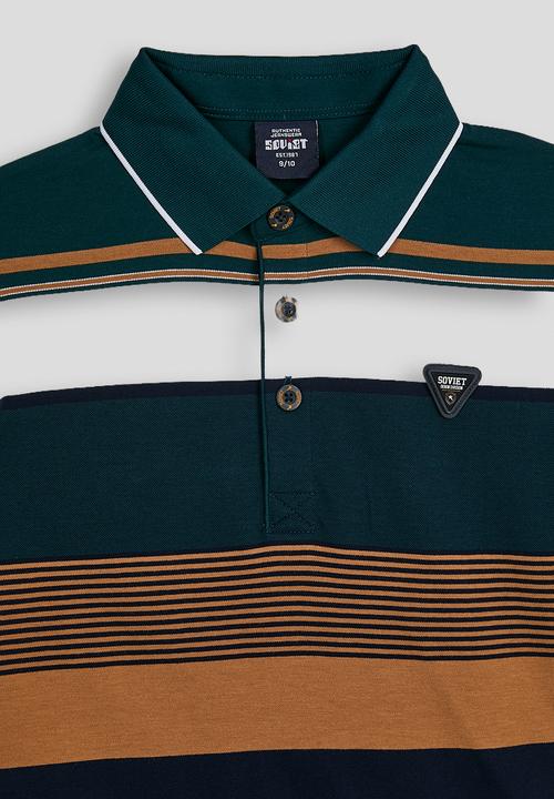 SOVIET - Boys Y/Dye Stripe Golfer - Deep Teal