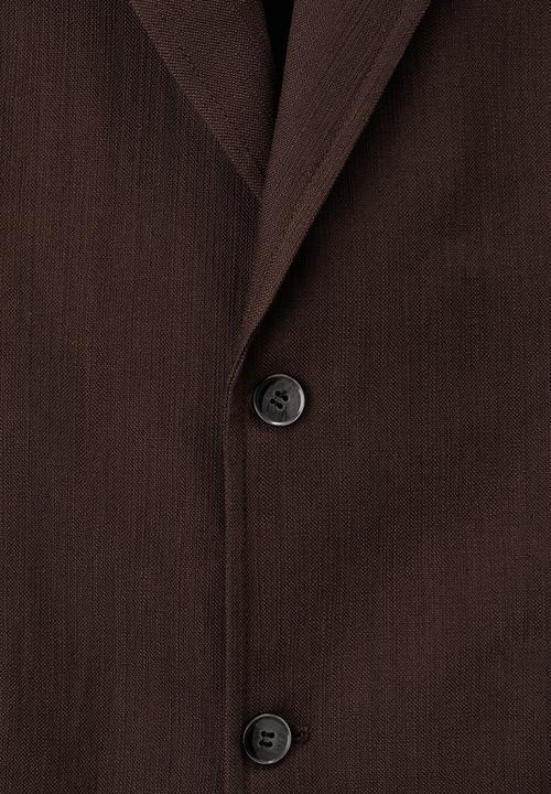 H&M - H&M Atelier: Relaxed fit single-breasted linen jacket - dark brown