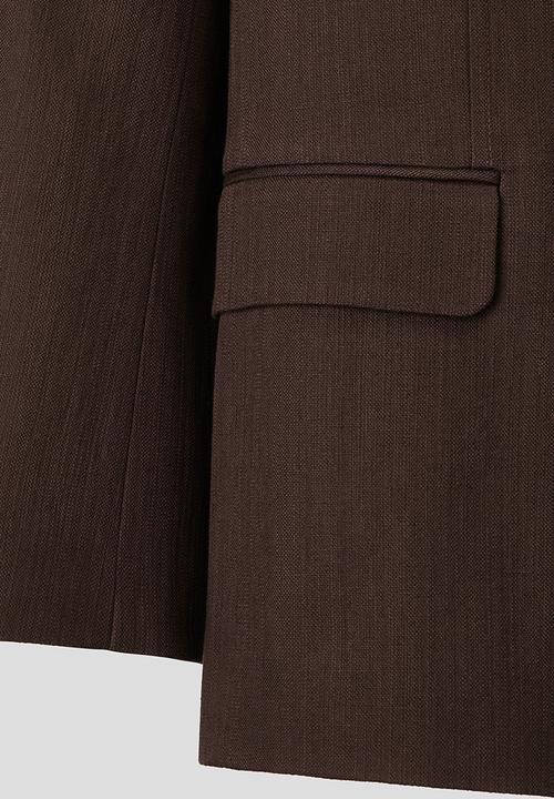 H&M - H&M Atelier: Relaxed fit single-breasted linen jacket - dark brown