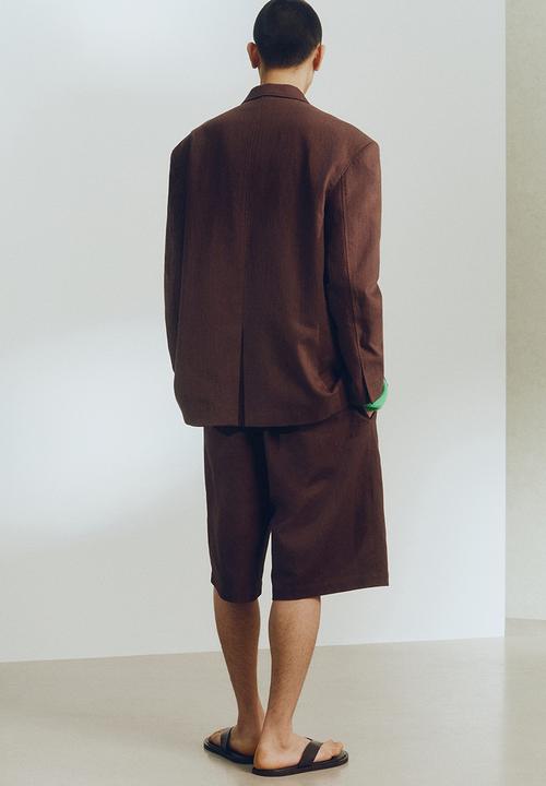 H&M - H&M Atelier: Relaxed fit single-breasted linen jacket - dark brown