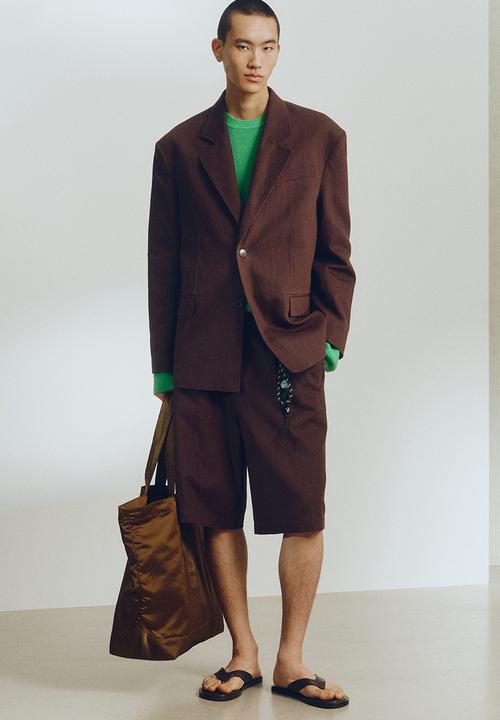 H&M - H&M Atelier: Relaxed fit single-breasted linen jacket - dark brown