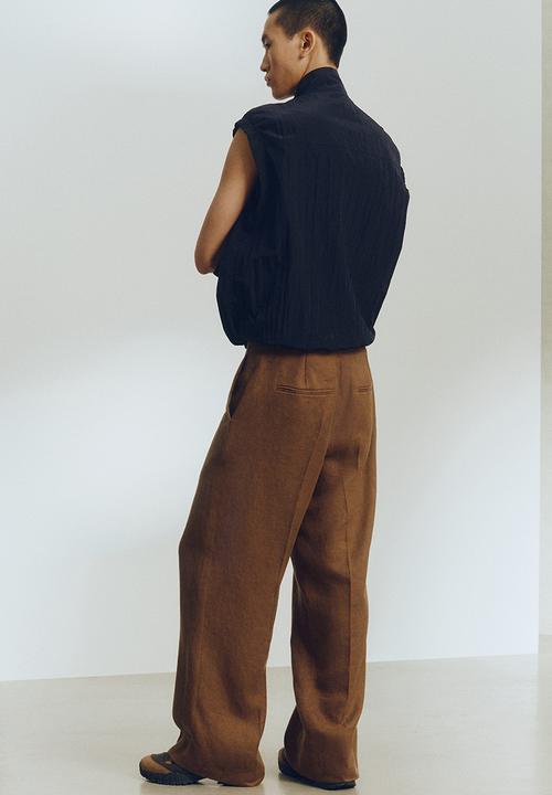 H&M - H&M Atelier: Loose fit linen trousers - brown