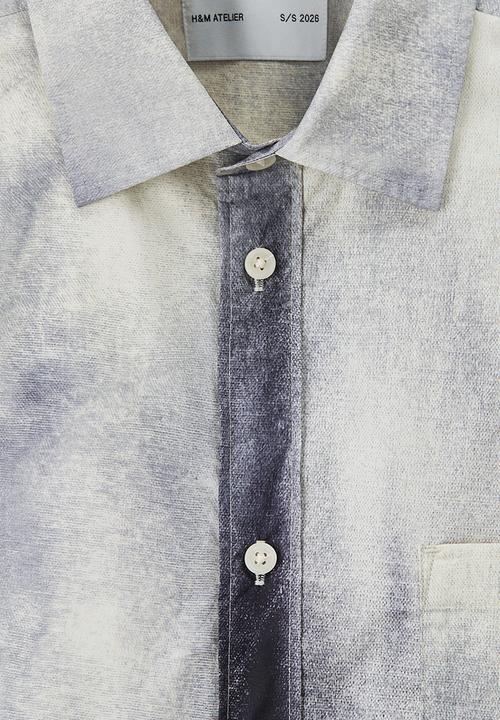H&M - H&M Atelier: Relaxed fit cotton shirt - dark blue/patterned
