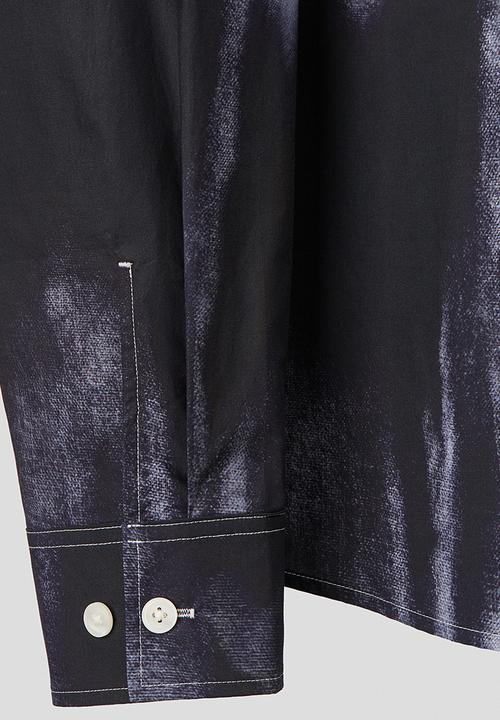 H&M - H&M Atelier: Relaxed fit cotton shirt - dark blue/patterned