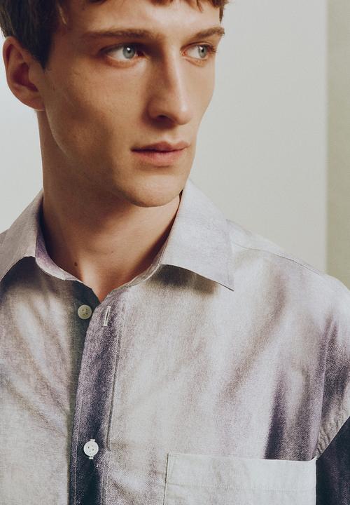 H&M - H&M Atelier: Relaxed fit cotton shirt - dark blue/patterned