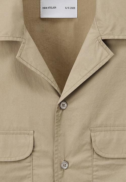 H&M - H&M Atelier: Loose fit cotton resort shirt - khaki green